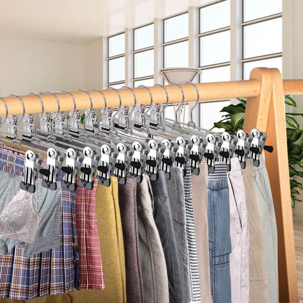 NORTHERN BROTHERS Pants Hangers with Clips. Heavy Duty 20 Pack. Adjustable Metal Skirt Hanger for Women Men Jeans Shorts Trousers Dorm Bedroom College Clothes Closet Organizers and Storage - Image 6